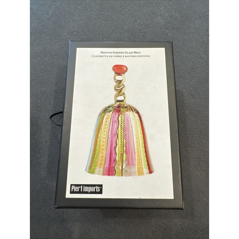 Festive Stripes Glass Bell - Pier 1 Imports - Picture 7 of 7